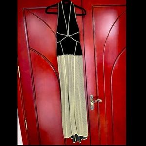 Herve Leger black and gold dress